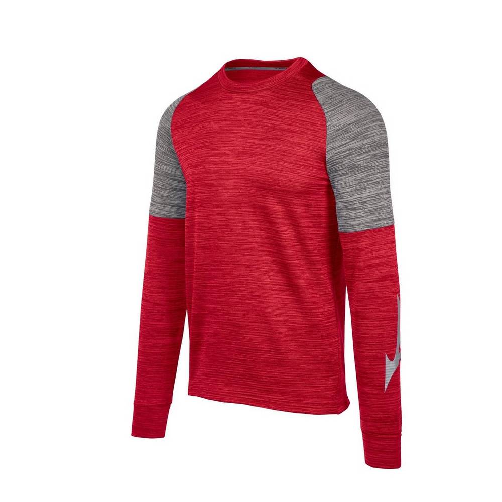 Mizuno Velocity Long Sleeve Crew Férfi Futópóló Piros YFA326715